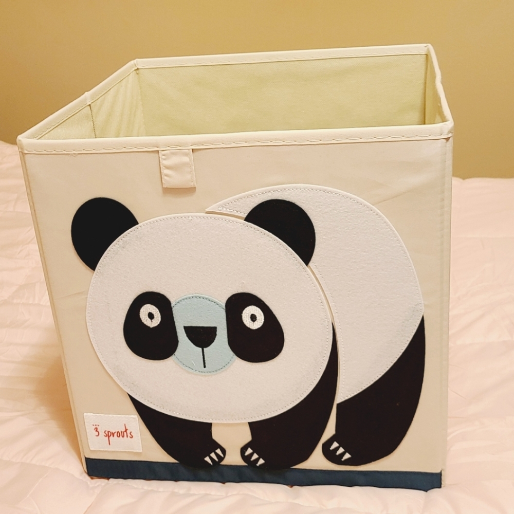 NEW 3 Sprouts Panda Bear Storage Bin Cube Box